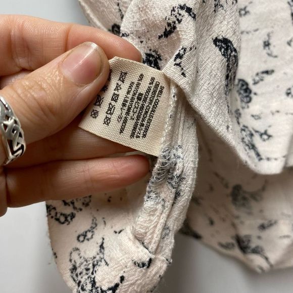 Free People Crinkle Printed Look Through Top in Tea Combo, Size XS, MSRP $68 - Picture 7 of 10